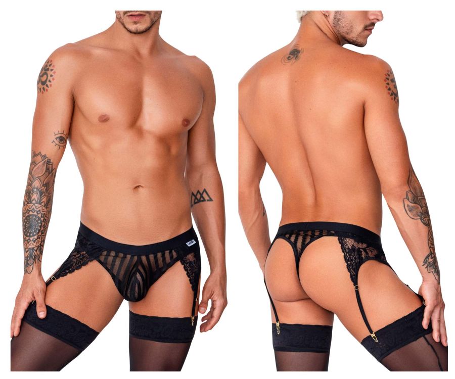 CandyMan 99766 Garter Thongs Black