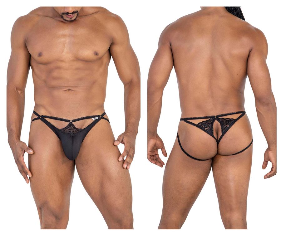 CandyMan 99770 Lace Jock Thongs Black