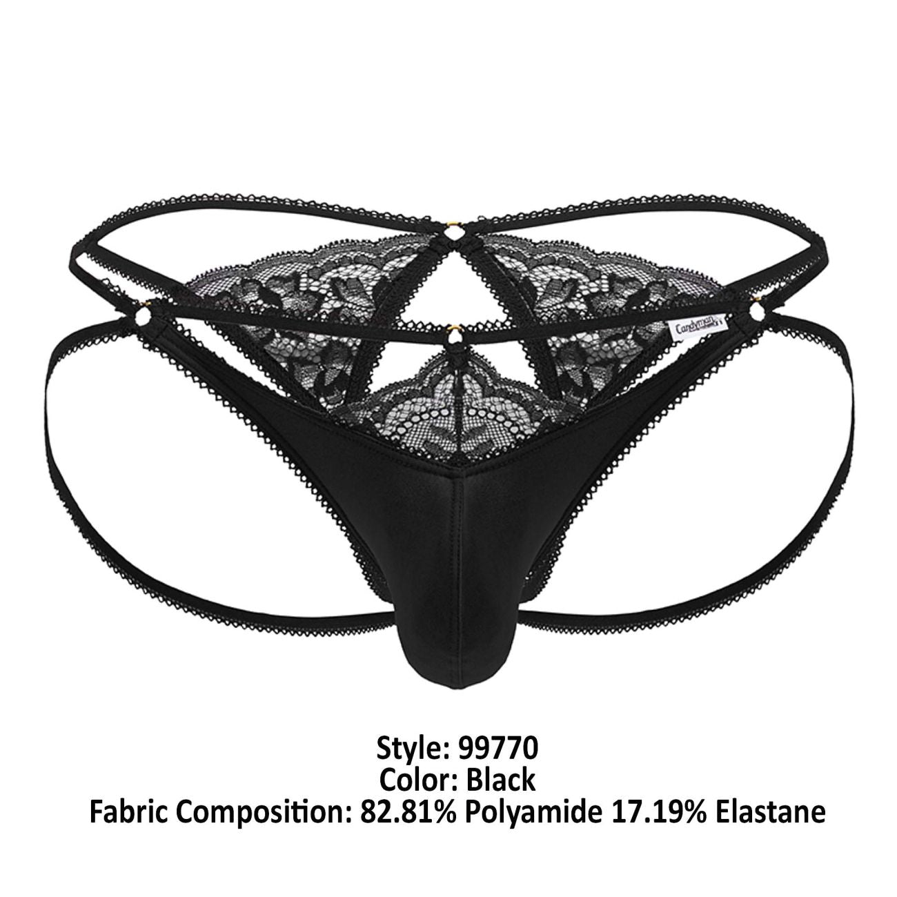 CandyMan 99770 Lace Jock Thongs Black