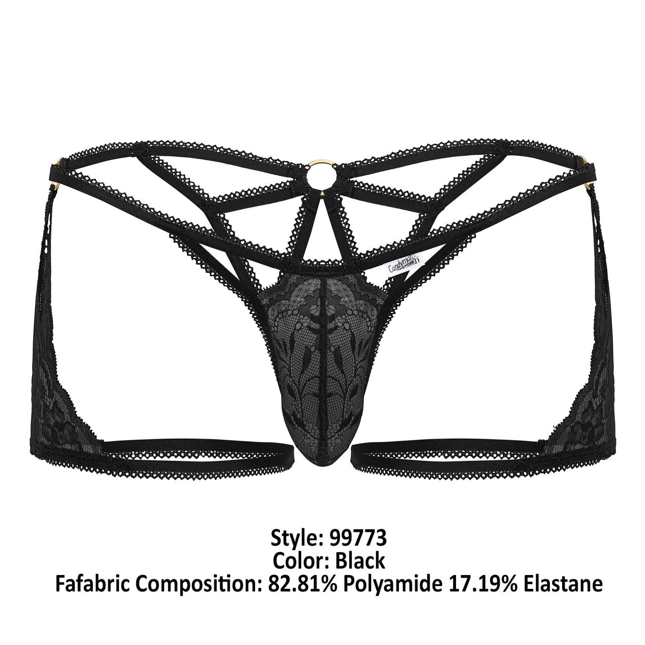 CandyMan 99773 Lace Trunks Thongs Black