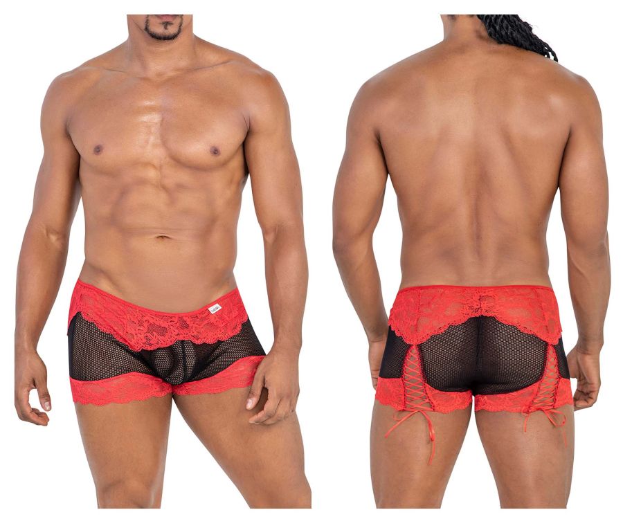 CandyMan 99779 Mesh Lace Trunks Black-Red