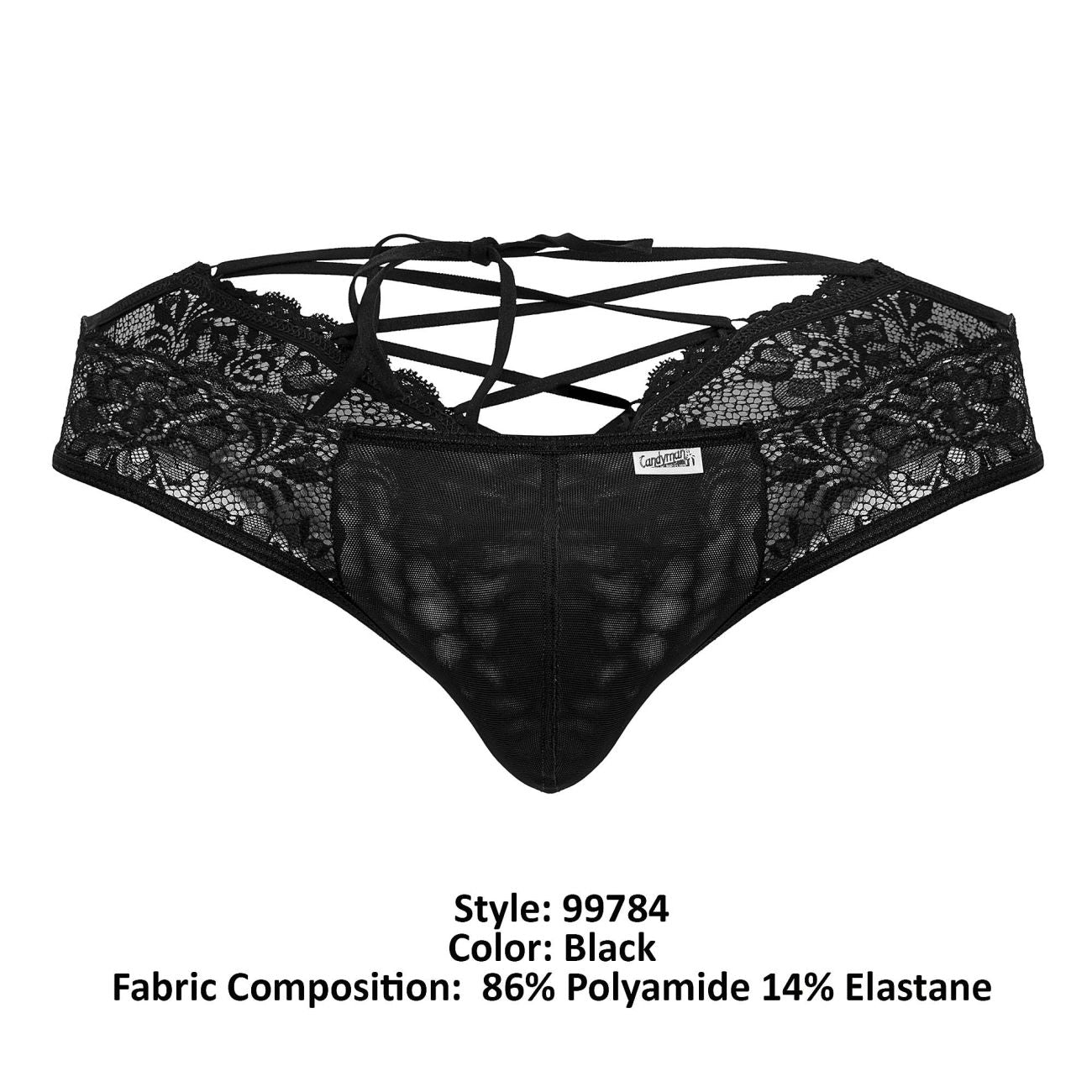 CandyMan 99784 Lace Thongs Black