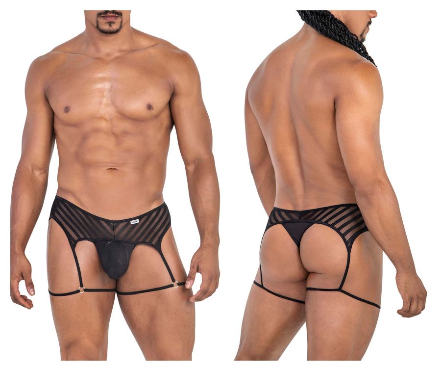 CandyMan 99792 Mesh Garter Thongs Black