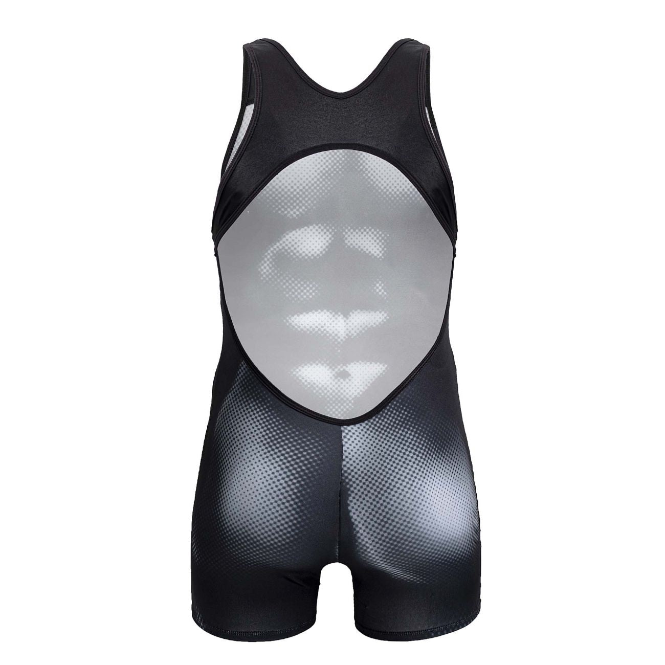 CandyMan 99796 Muscle Onesie Bodysuit Black & White