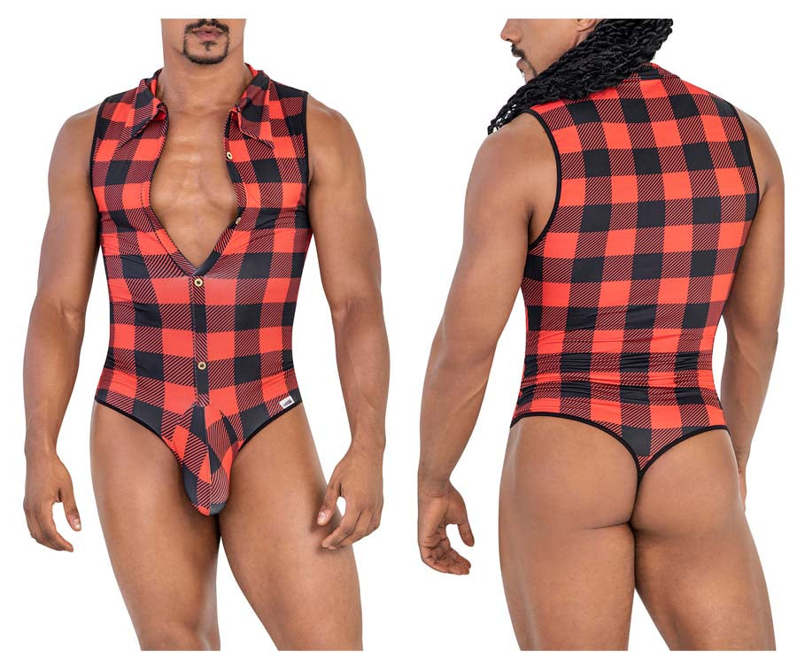 CandyMan 99800 Lumberjack Bodysuit Red