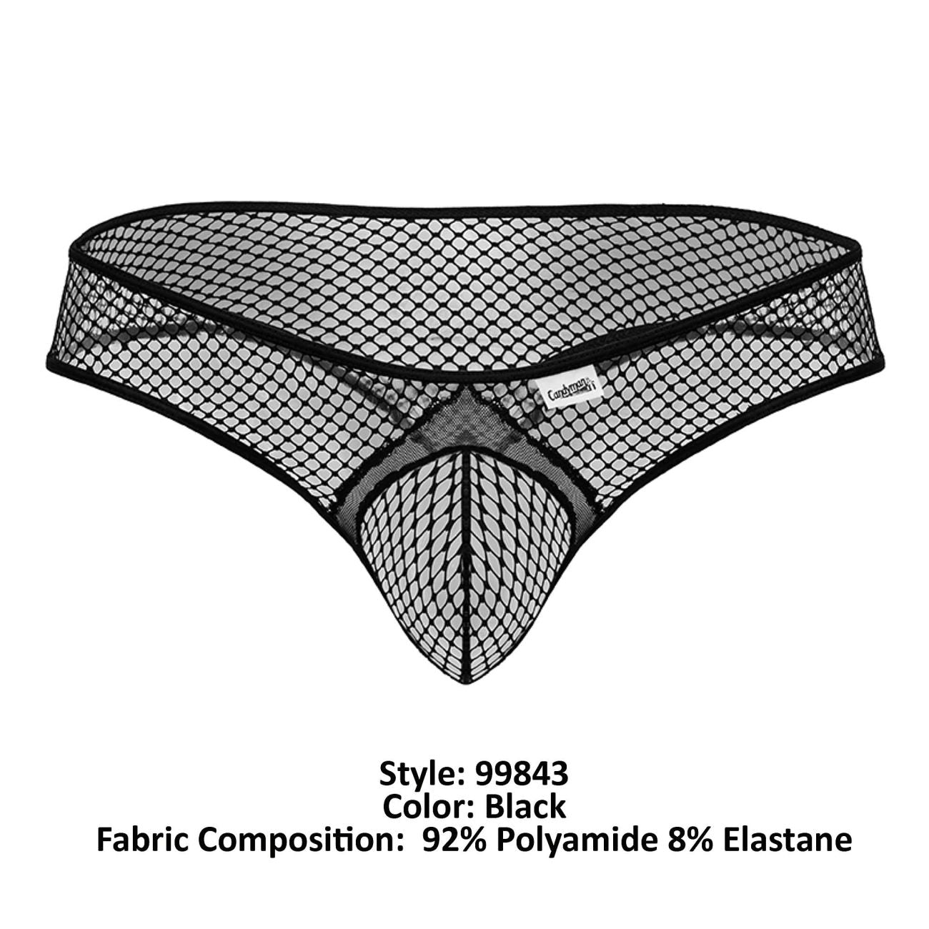 CandyMan 99843 Mens Fishnet Thong Black