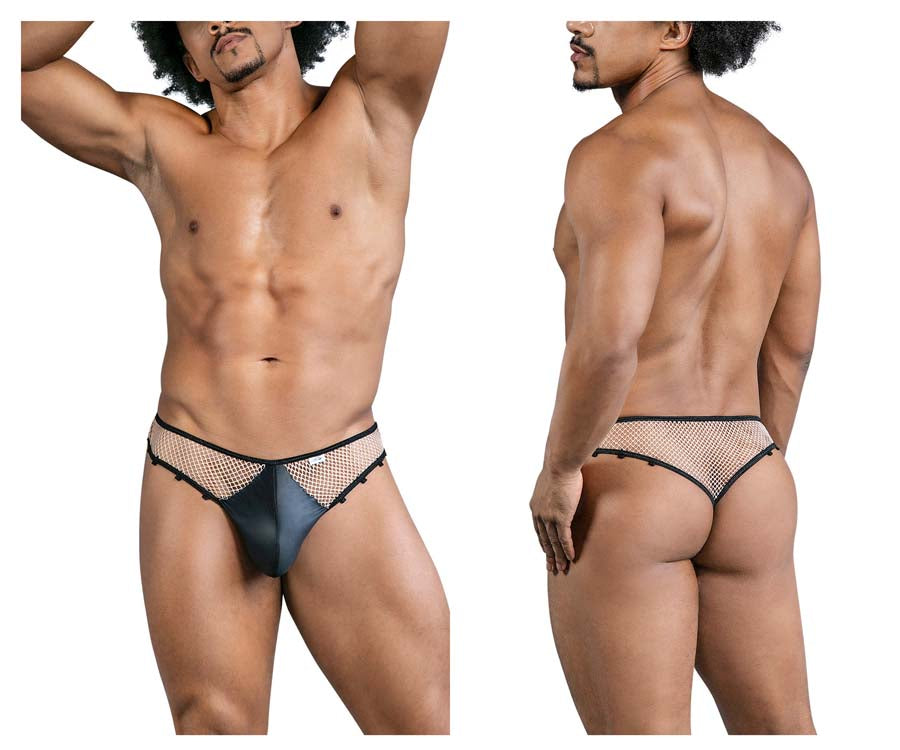 CandyMan 99860 Mens Sexy Fishnet Thong Panty Nude-Black
