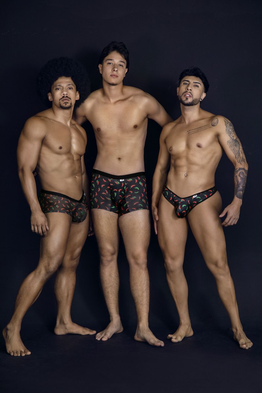CandyMan 99875 Mens Breathable Mesh Chilli Pepper Thongs  Black Print Plus Sizes