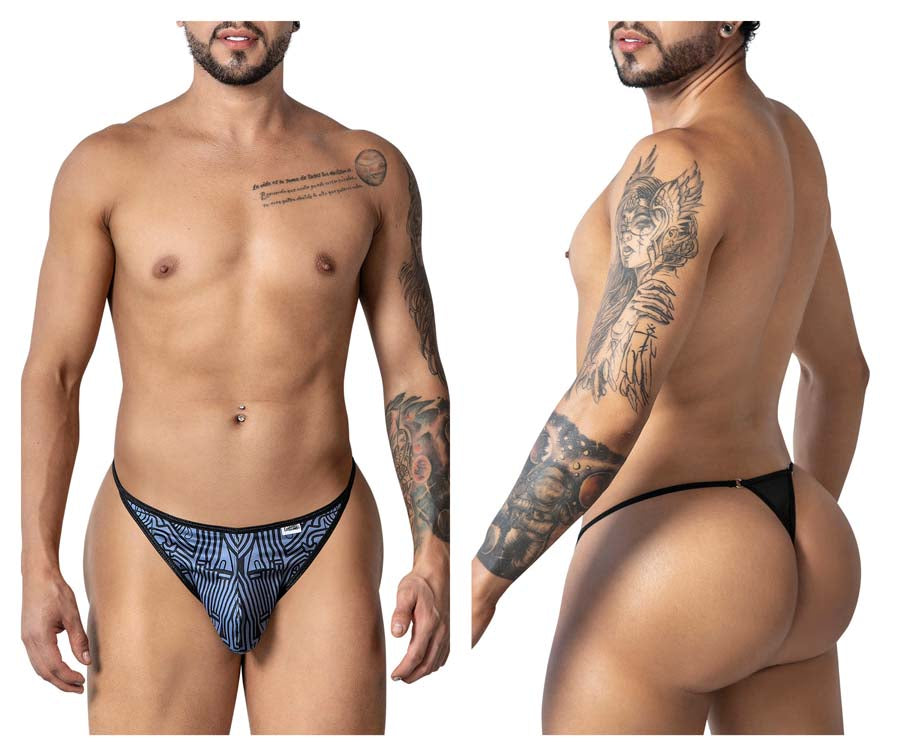 CandyMan 99875 Mens Breathable Mesh Thongs Plus Sizes Gray-Black