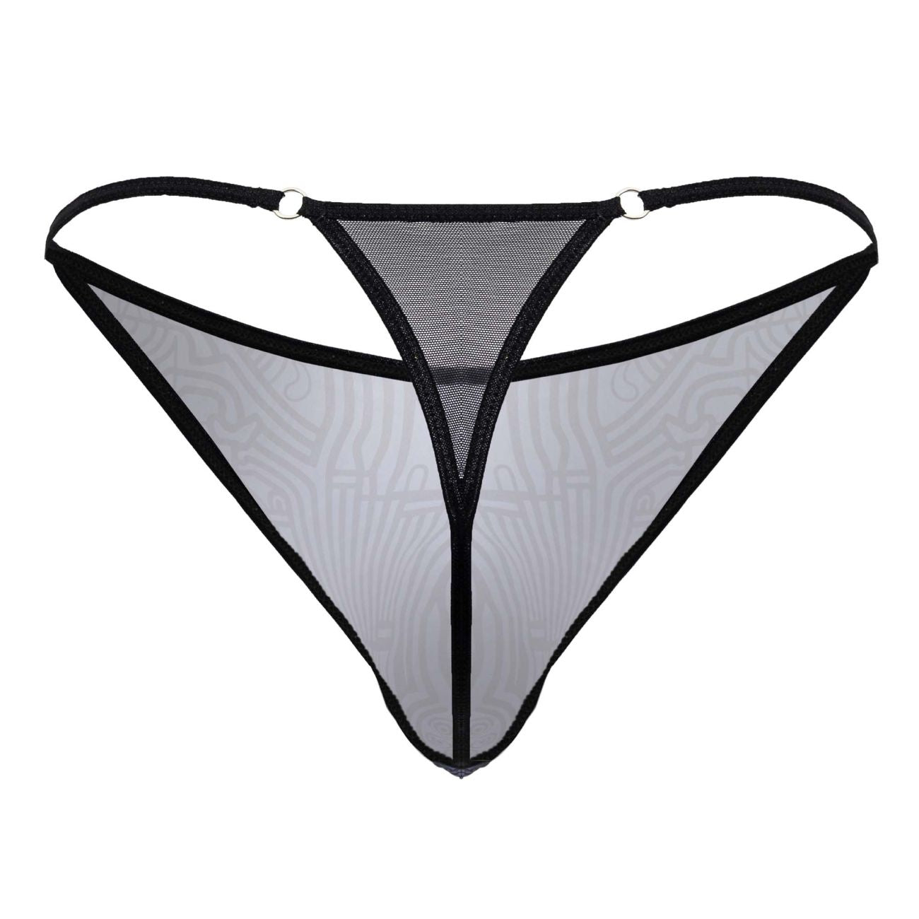 CandyMan 99875 Mens Breathable Mesh Thongs Gray-Black Plus Sizes