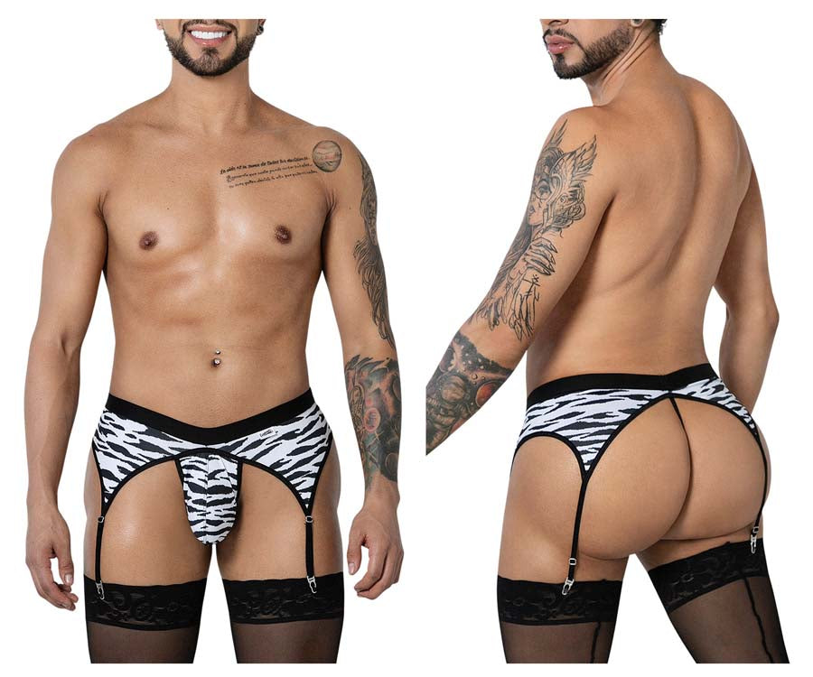 CandyMan 99881 Mens Animal Garter Thong Zebra Plus Sizes