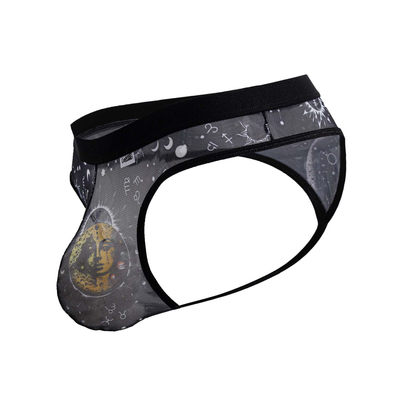 CandyMan 99885 Mens Cosmic Style Sun Moon Thong Black-White Plus Sizes