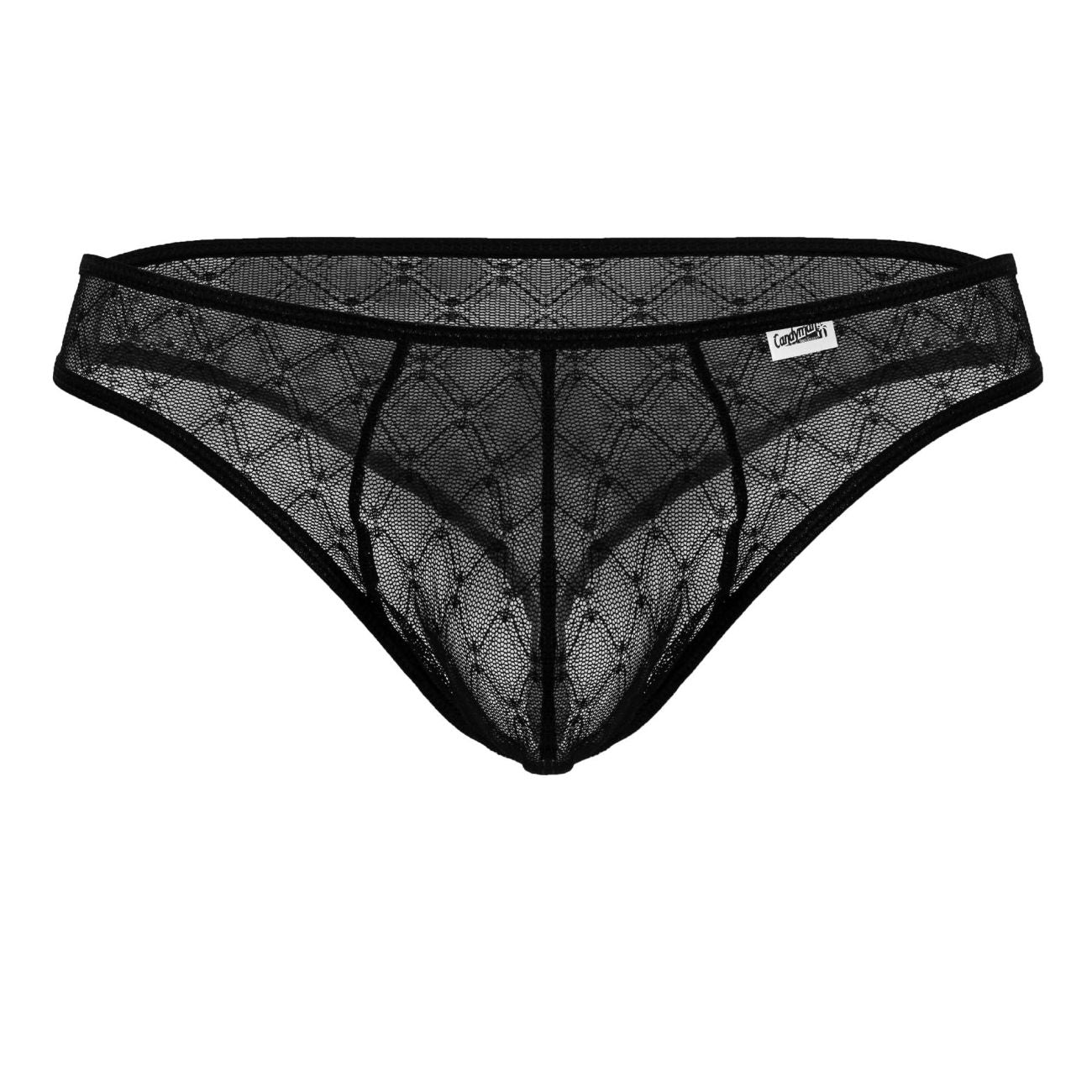 CandyMan 99894 Mens Geometric Mesh Briefs Black Plus Sizes