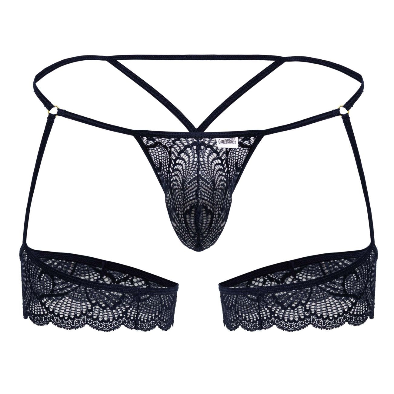 CandyMan 99906 Mens Sexy Garter Lace Thongs Navy Plus Sizes