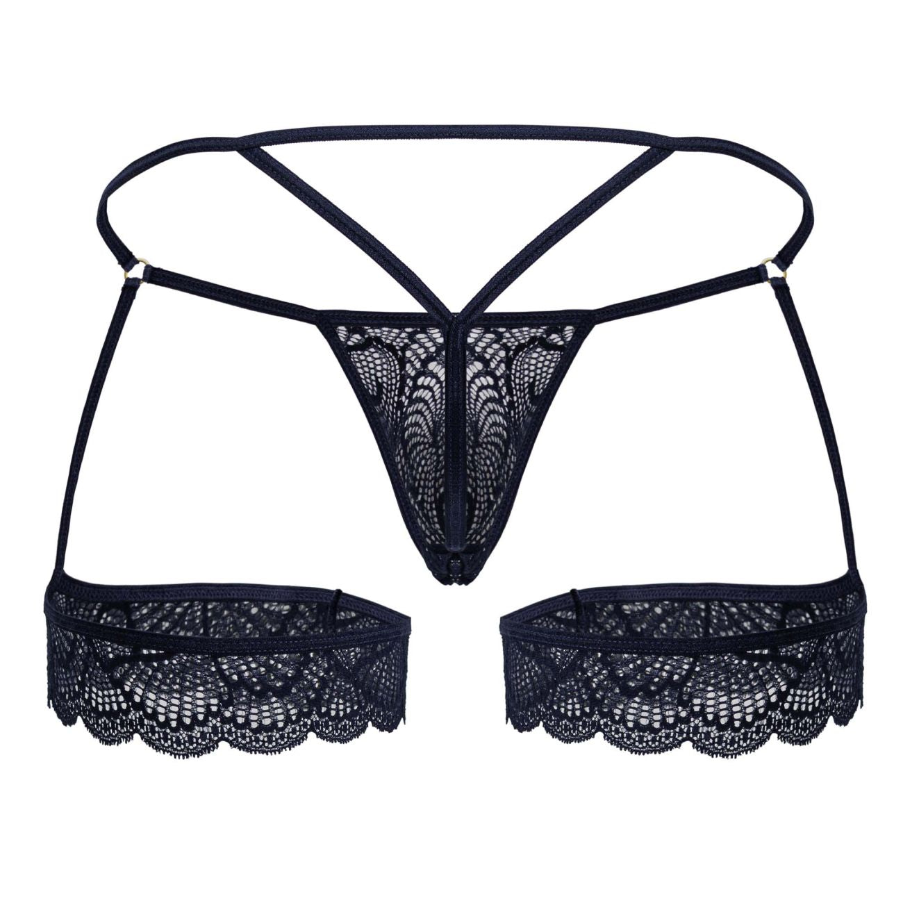 CandyMan 99906 Mens Sexy Garter Lace Thongs Navy Plus Sizes