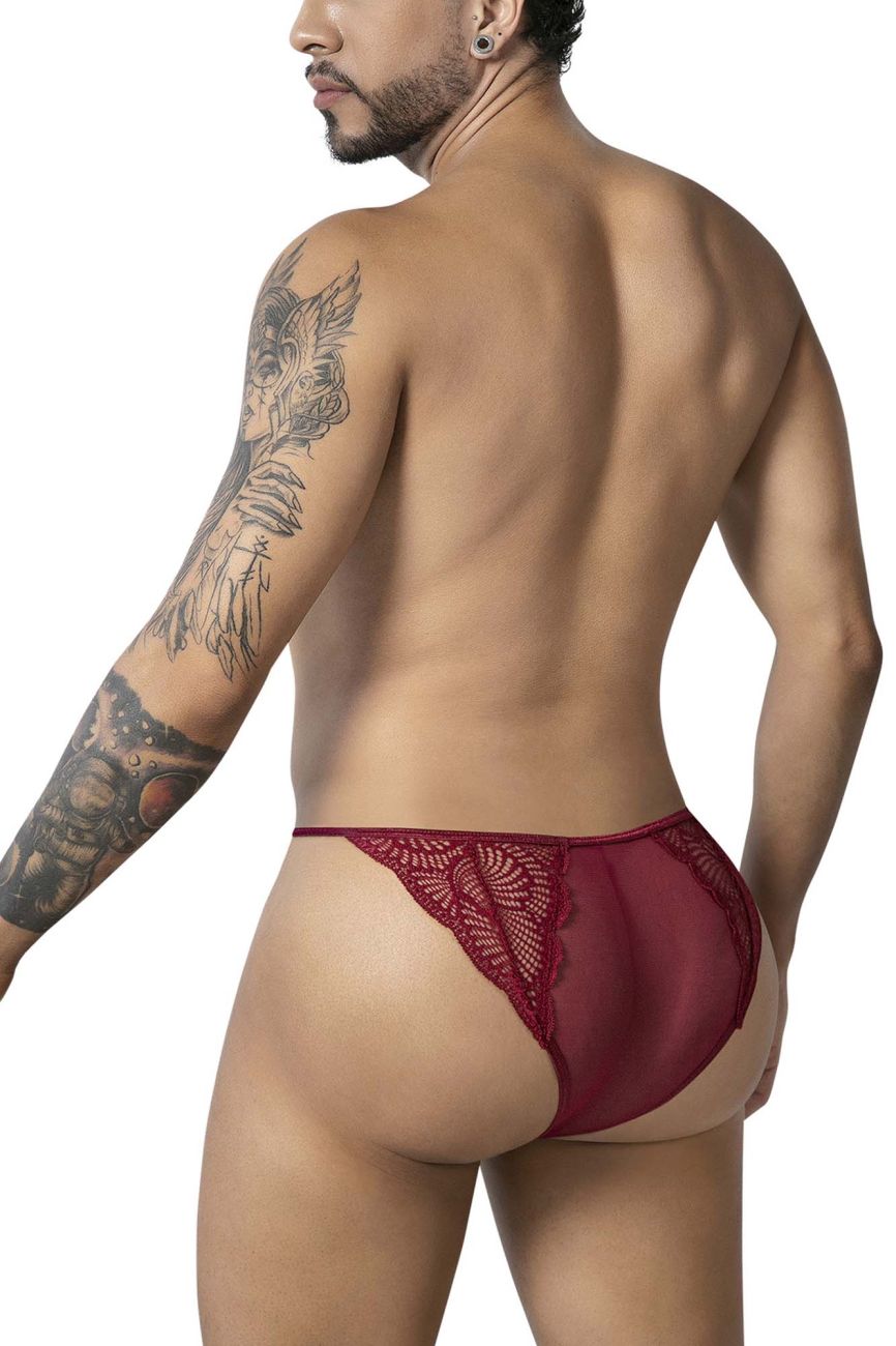 CandyMan 99914 Mens Sexy Lace Briefs Burgundy