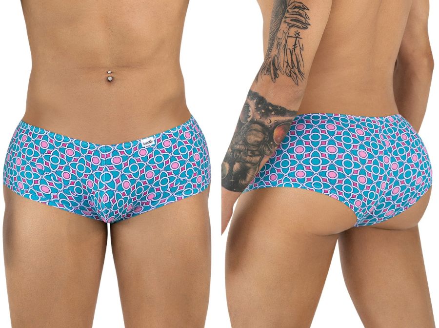 CandyMan 99922 Mens Holiday Low Rise Trunks Boxer Briefs Printed Blue