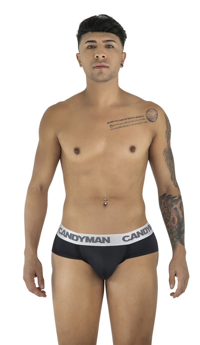 CandyMan 99932 Mens Supportive & Refined Briefs Black Silver