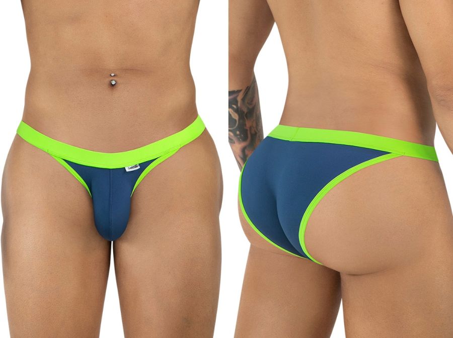 CandyMan 99941 Mens Daily Essentials Athletic Edge Bikini Navy & Neon Green