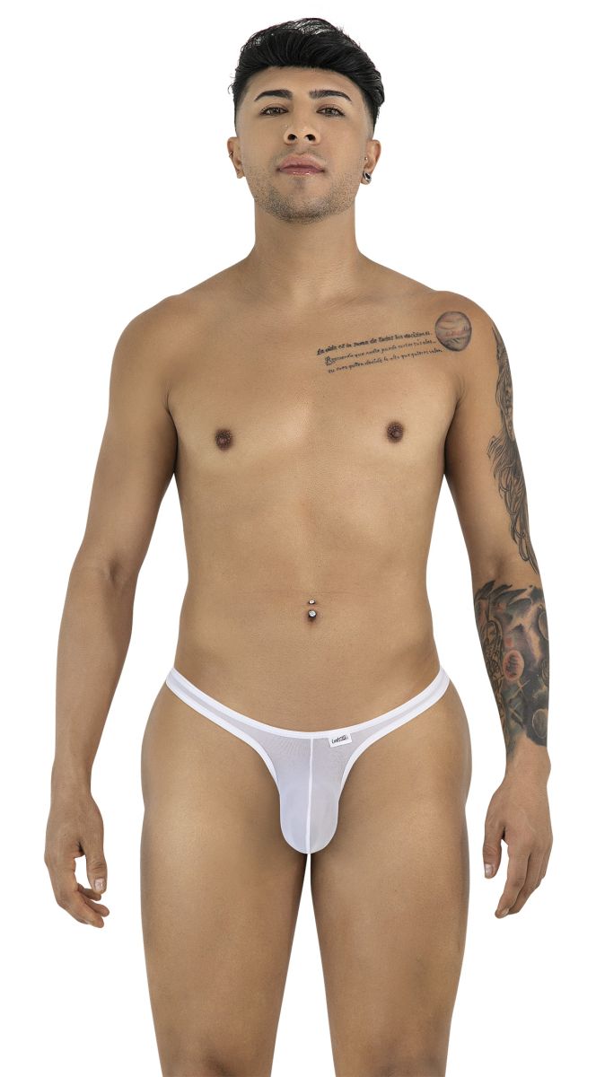 CandyMan 99954 Mens Minimal Barely There Thongs White Mesh Plus Sizes