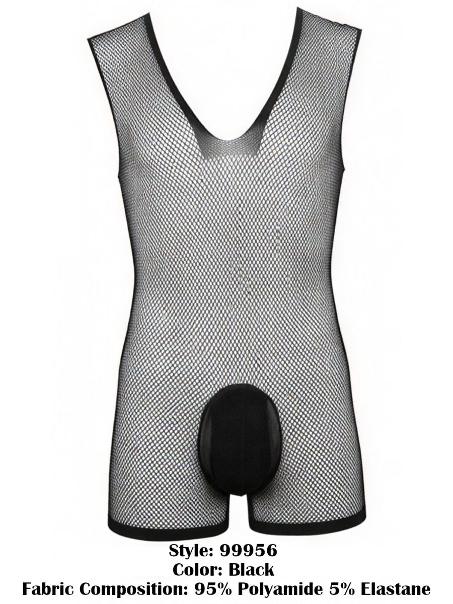CandyMan 99956 Mens Sexy Sleeveless See-Through Fishnet Bodysuit Black