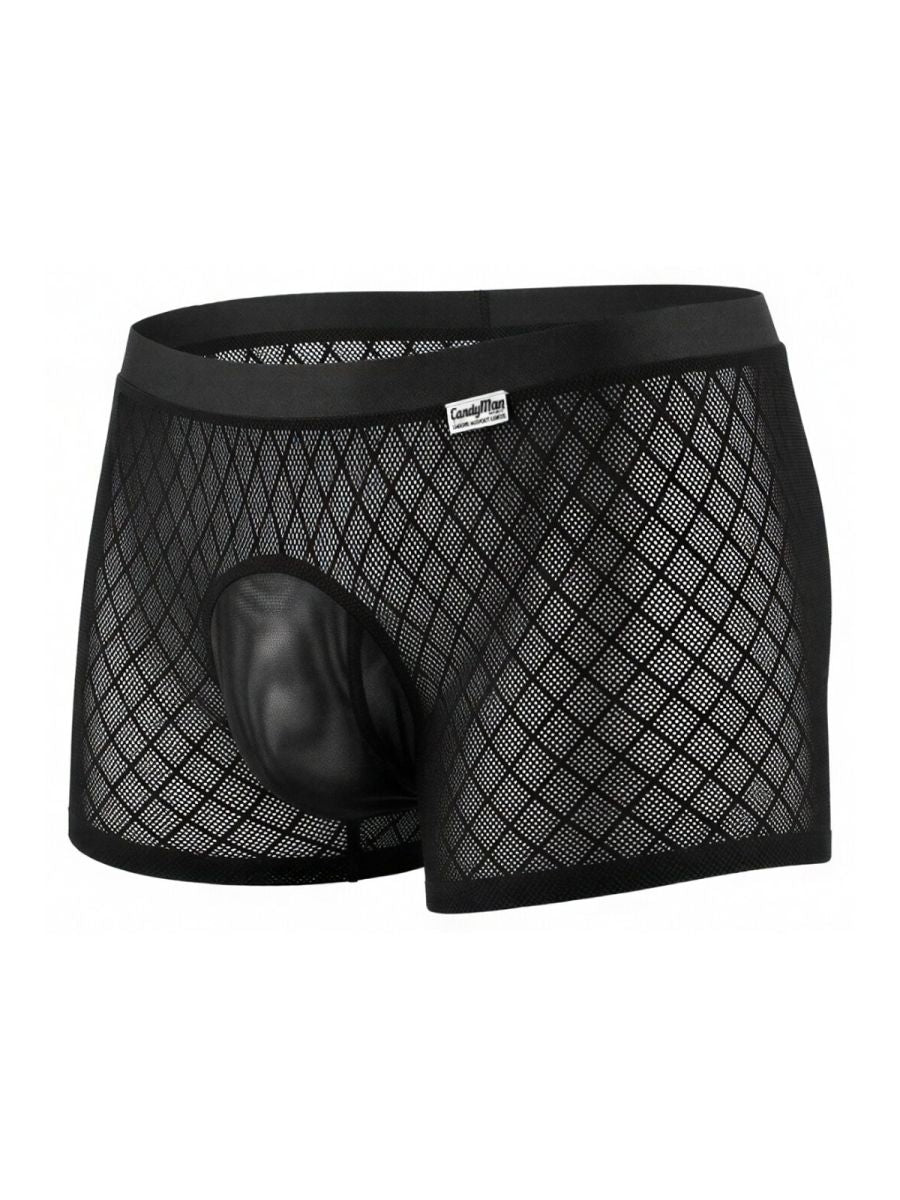 CandyMan 99962 Mens Stretch Fishnet Boxer Briefs Black