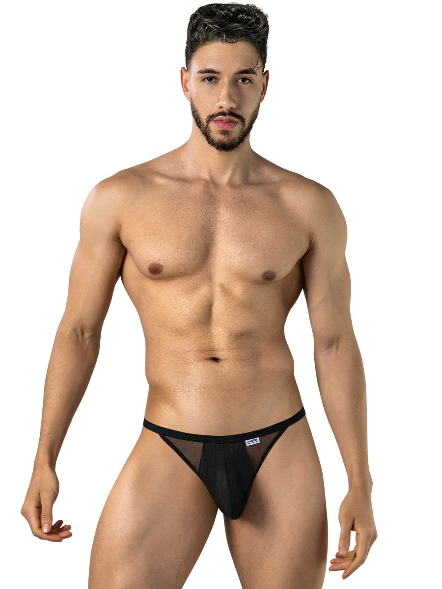 CandyMan 99969 Mens Captivating Sexy Mesh-Lace Thongs Black