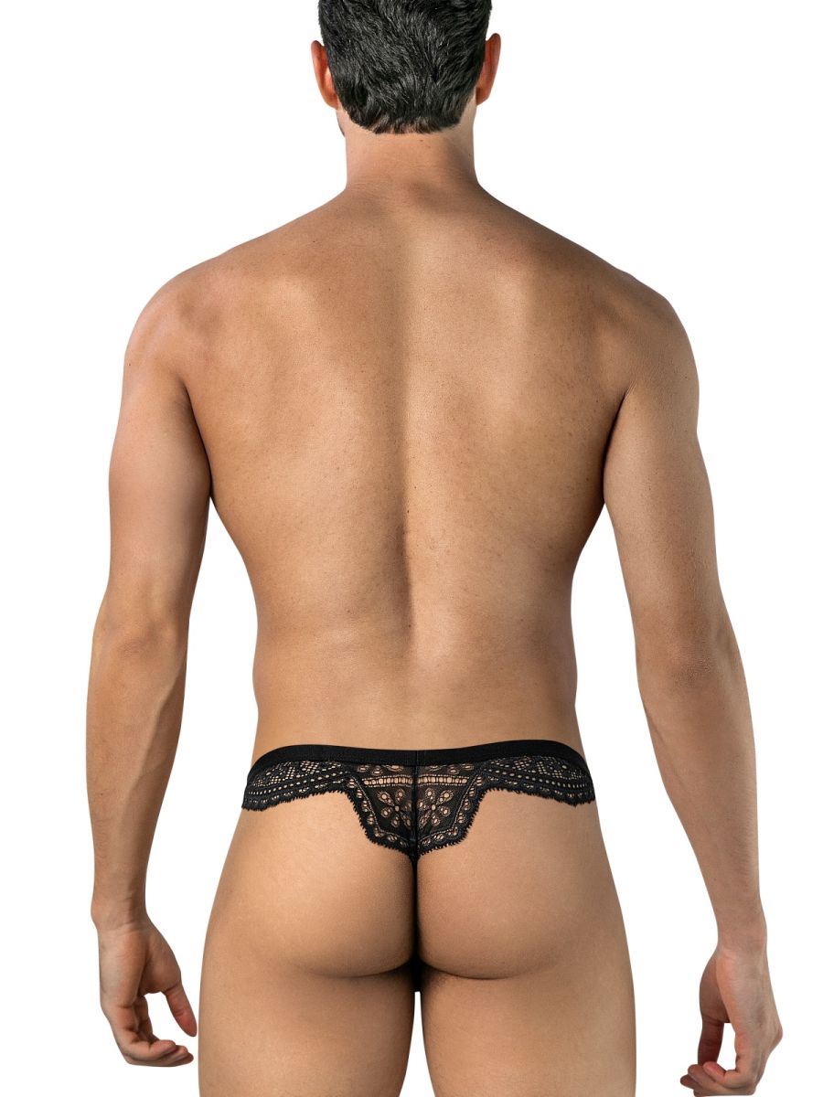 CandyMan 99969 Mens Captivating Sexy Mesh-Lace Thongs Black