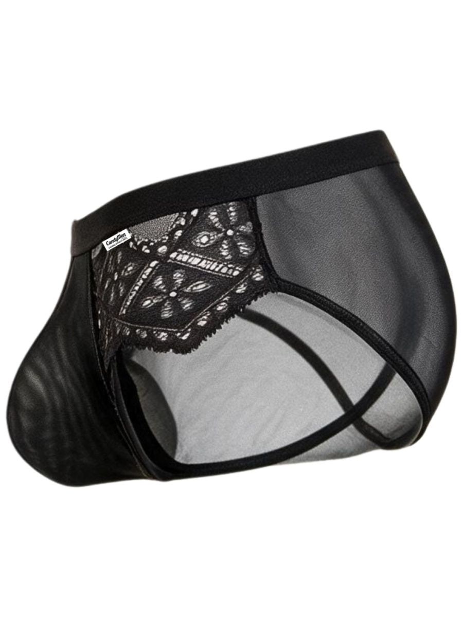 CandyMan 99970 Mens Captivating Sexy Mesh-Lace Briefs Black