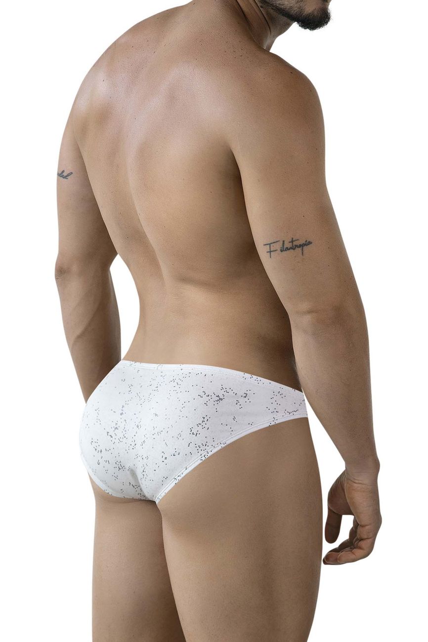 Clever 2039 Galaxy Mens Glitter Bikini Briefs White