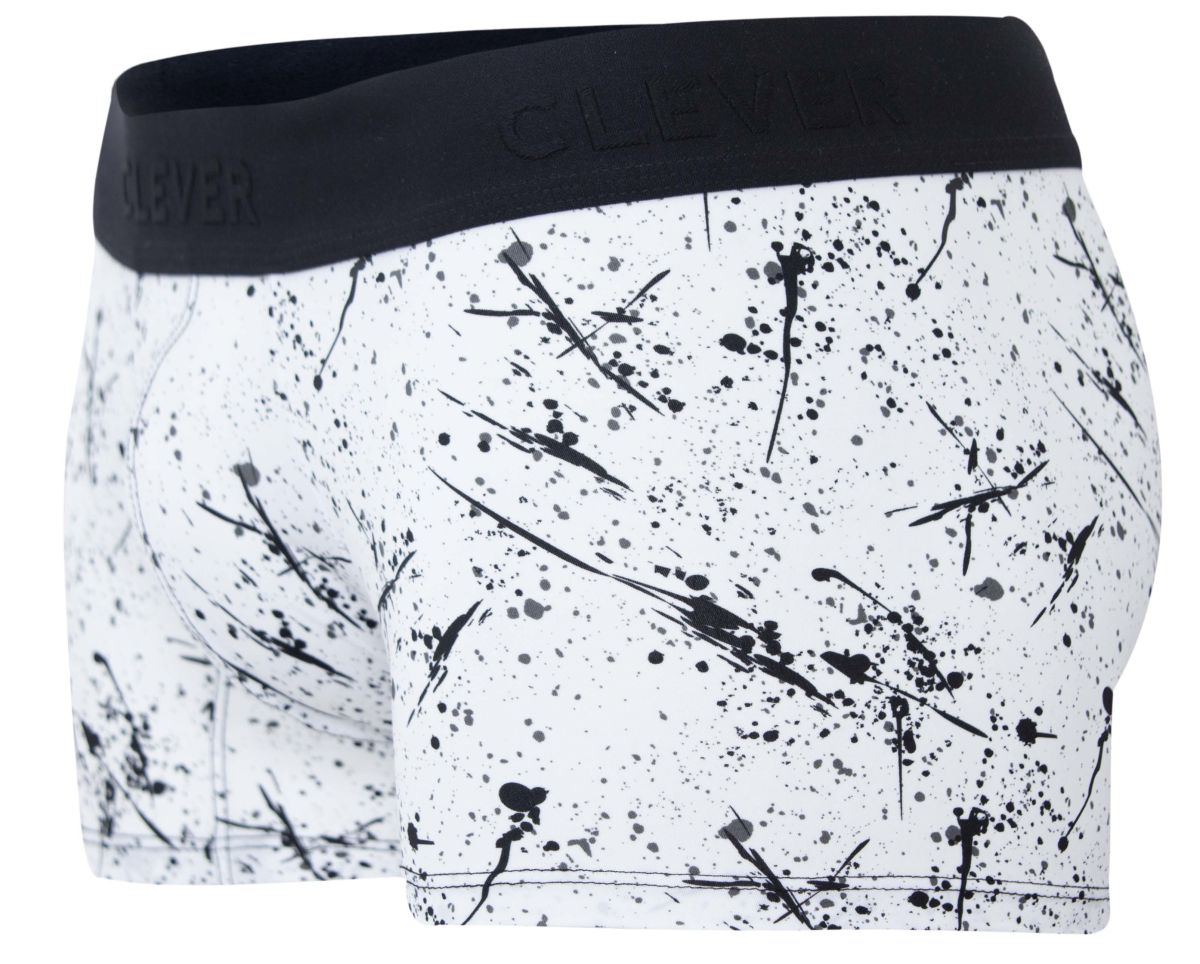 Clever 2050 Brochazos Mens Bold Energy Trunks White with Black