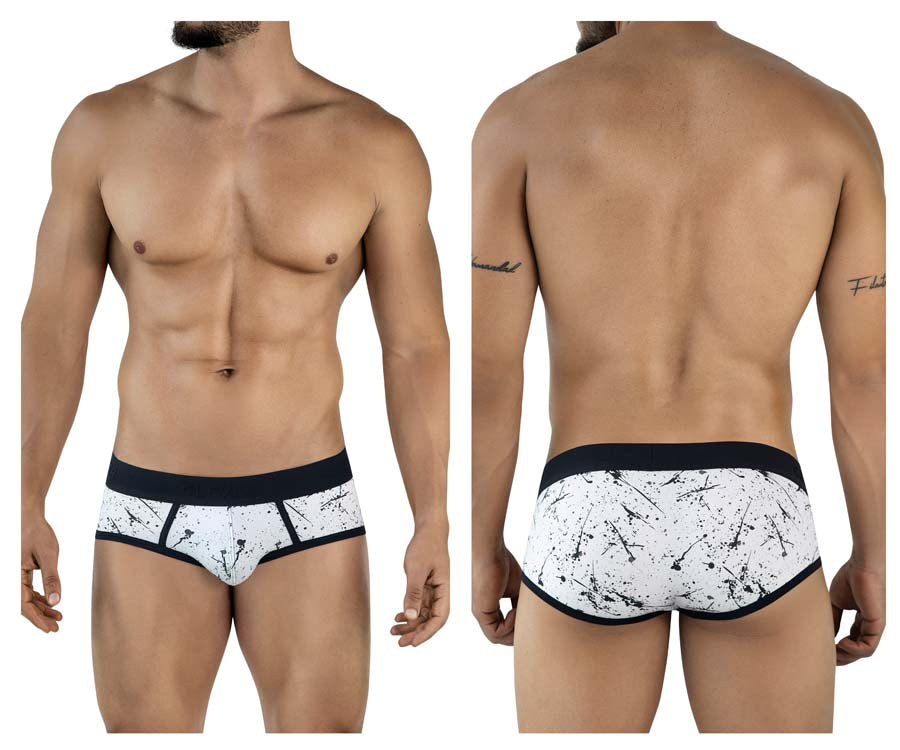 Clever 2051 Brochazos Mens Splatter Print Briefs Black & White
