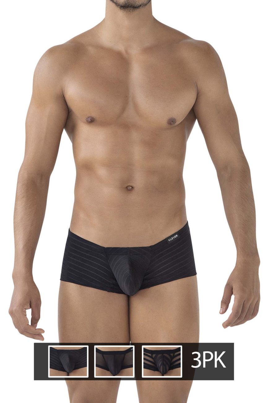 Clever 229938 3PK Australian Latin Trunks Black-Black-Black