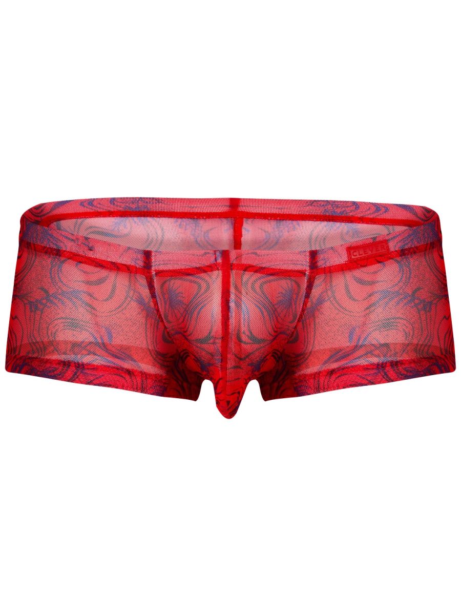 26032 Calipso Male Sheer Low Rise Swirl Print Trunks Red