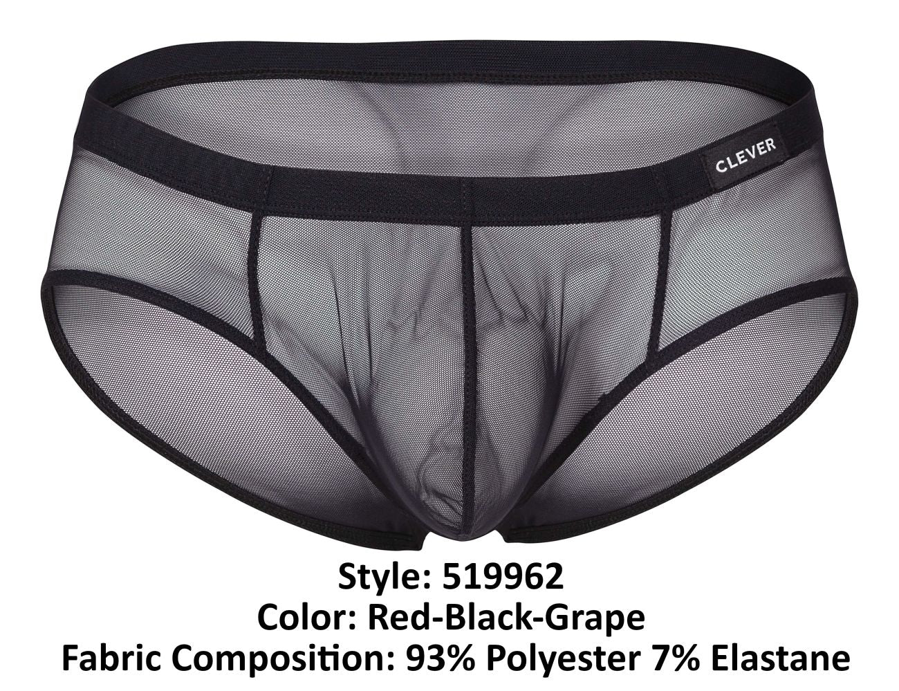 Clever 519962 3PK Australian Latin Briefs Red-Black-Grape