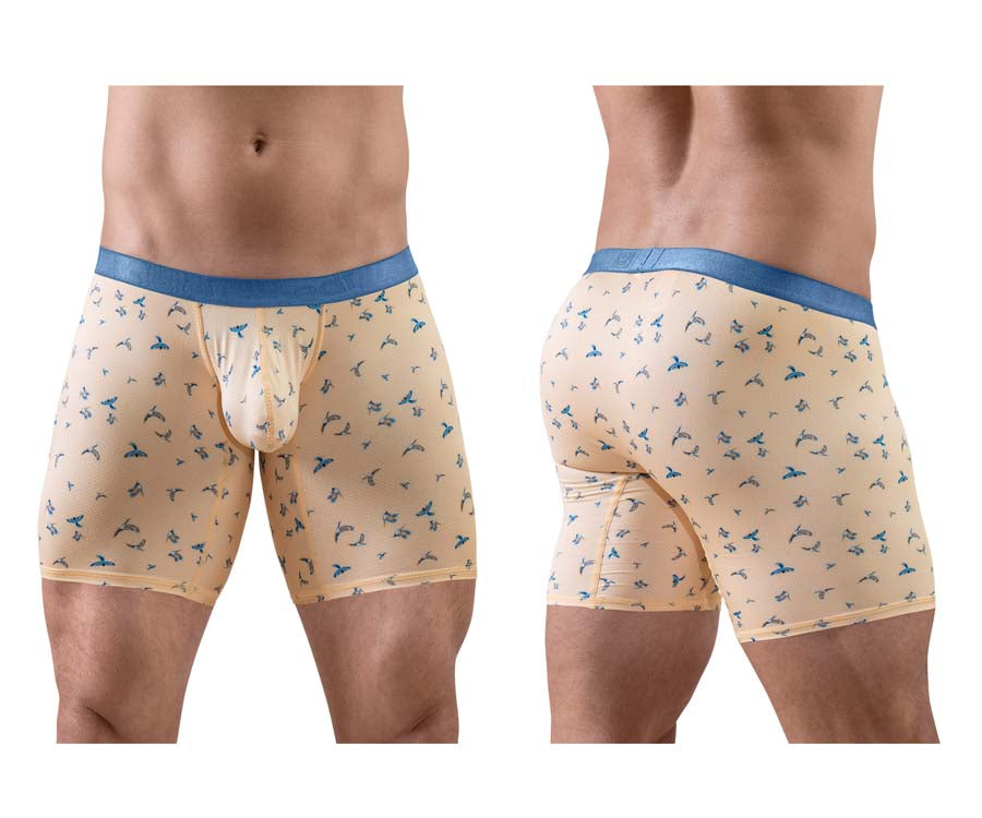 ErgoWear EW1775 SLK SE Male Comfortable Boxer Briefs Peach Birds