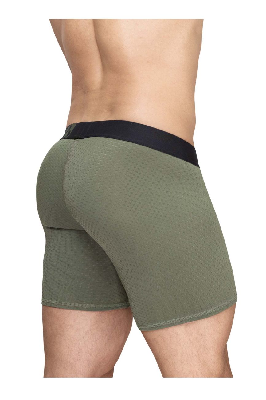 ErgoWear EW1788 MAX FLOW Mens Long Sleek Boxer Briefs Dark Green