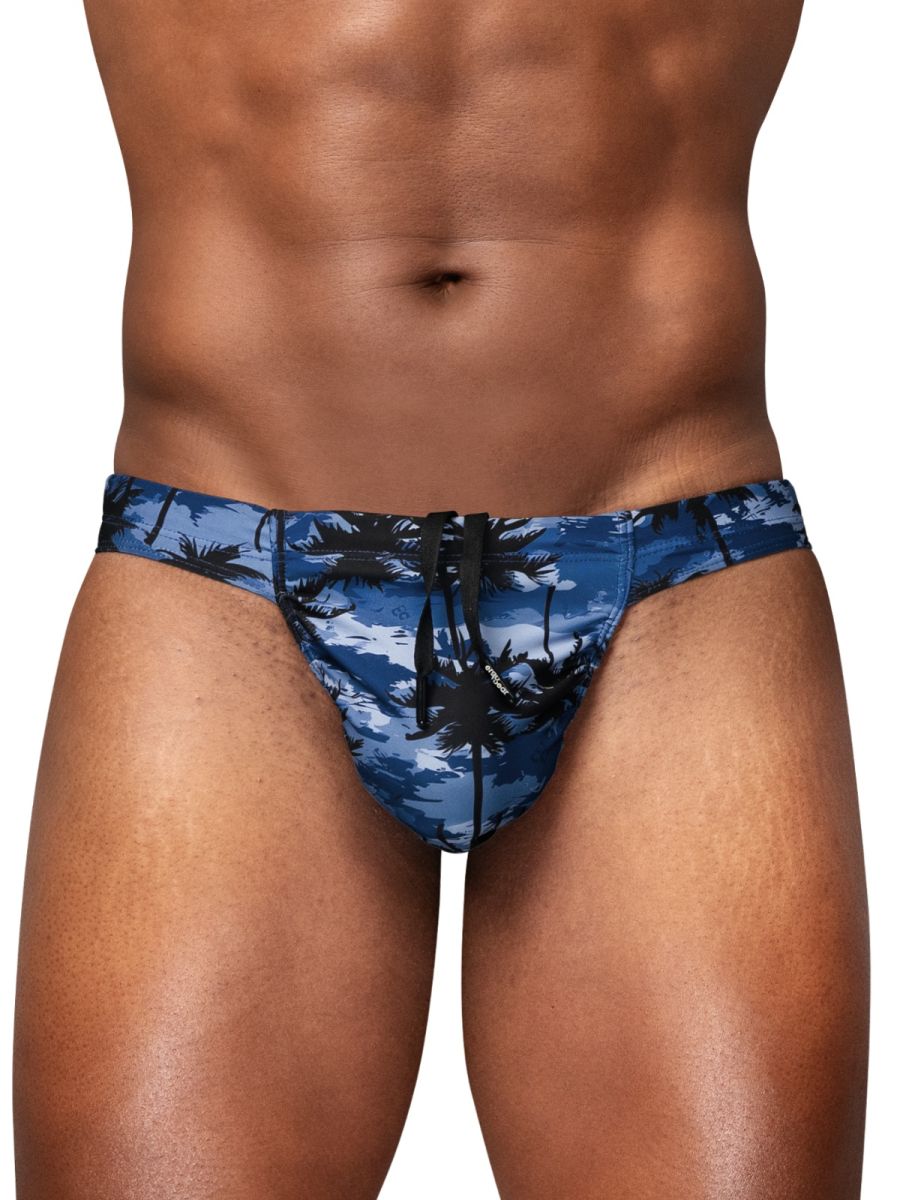 ErgoWear EW1824 Midnight Tropics Men's High-Performance Swim Bikini Dark Blue Palms