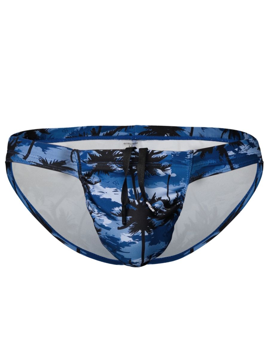 ErgoWear EW1824 Midnight Tropics Men's High-Performance Swim Bikini Dark Blue Palms
