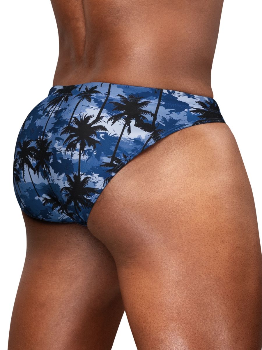 ErgoWear EW1824 Midnight Tropics Men's High-Performance Swim Bikini Dark Blue Palms
