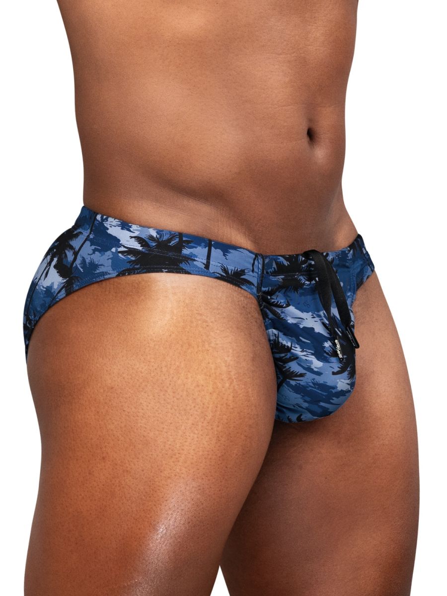 ErgoWear EW1824 Midnight Tropics Men's High-Performance Swim Bikini Dark Blue Palms