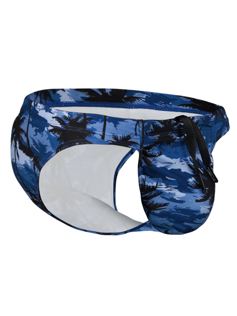 ErgoWear EW1824 Midnight Tropics Men's High-Performance Swim Bikini Dark Blue Palms