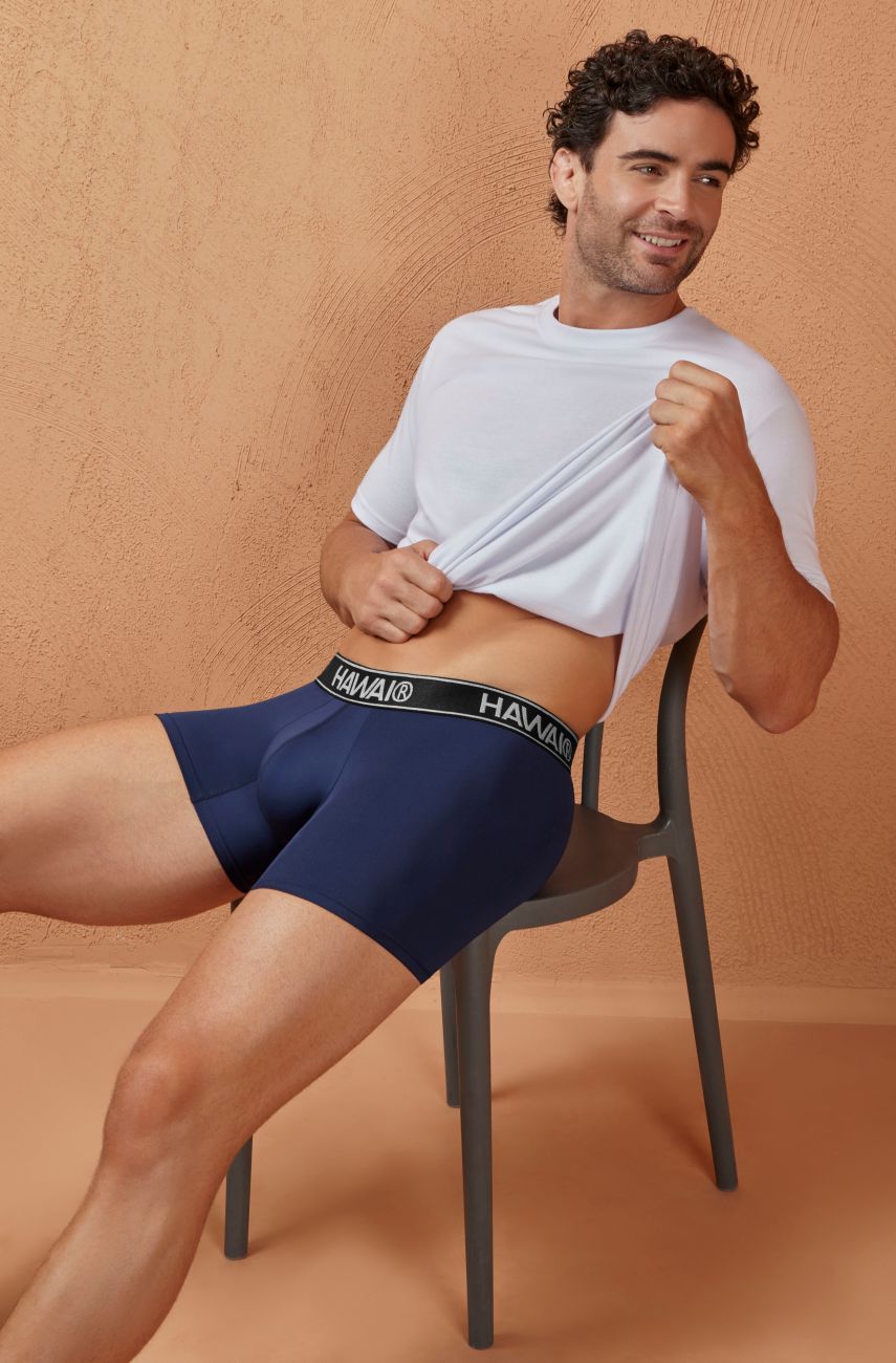 HAWAIR 41977 Microfiber Male Modern Fit Trunks Dark Blue