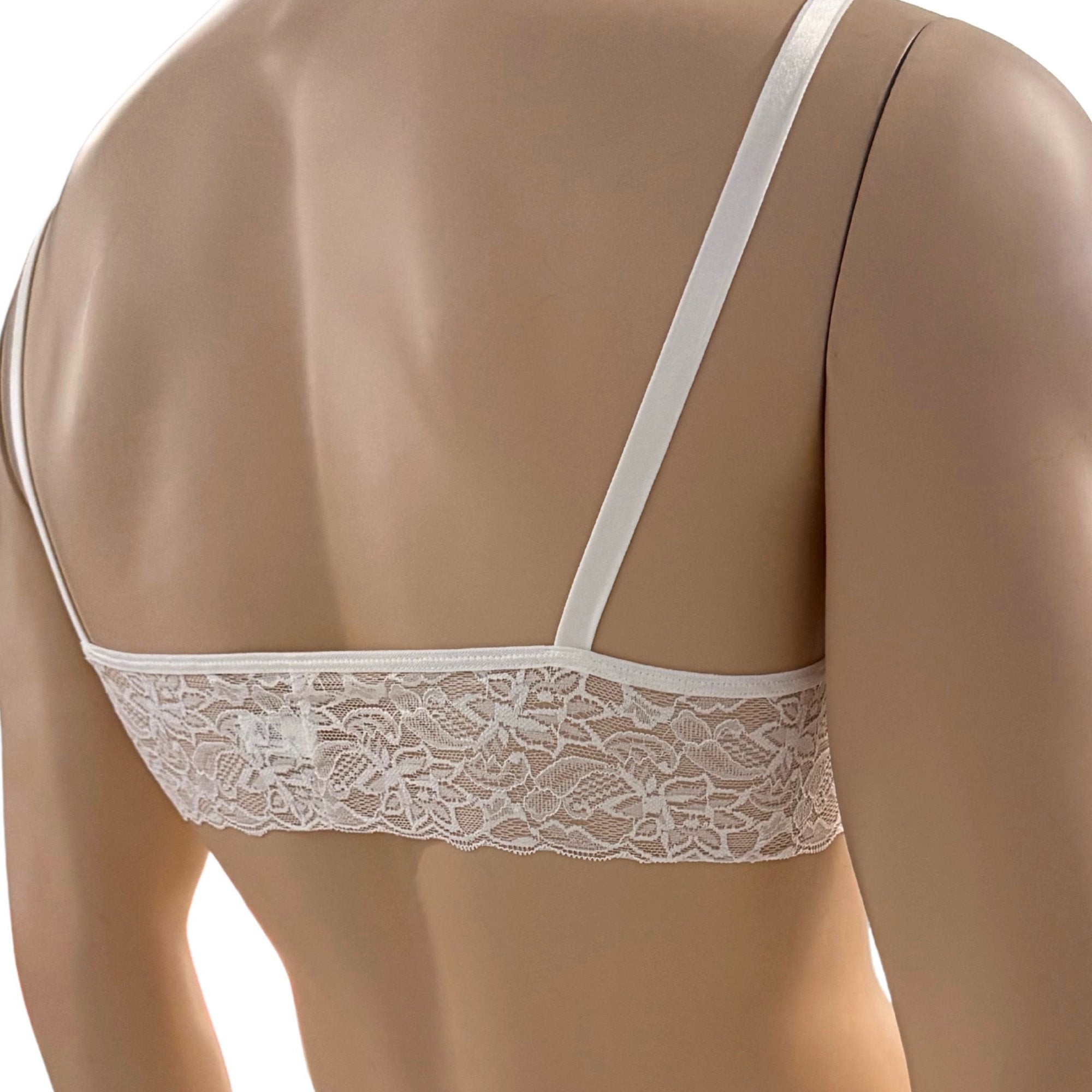 Mens Jackie Spandex & Lace Bra Top and Seamless Front Brief Light Blue & White Lace
