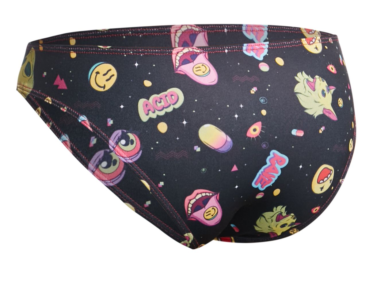 JUSTIN+SIMON XSJ01 Classic Silky Bikini Psycodelic Black Plus Sizes