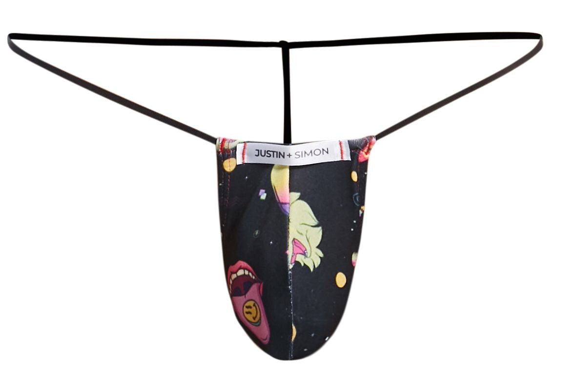 JUSTIN+SIMON XSJ02 Silky G-String Bulge Psycodelic Black