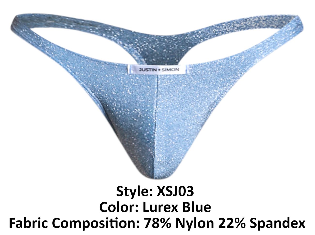 JUSTIN+SIMON XSJ03 Silky Sexy Thongs Lurex Blue Plus Sizes