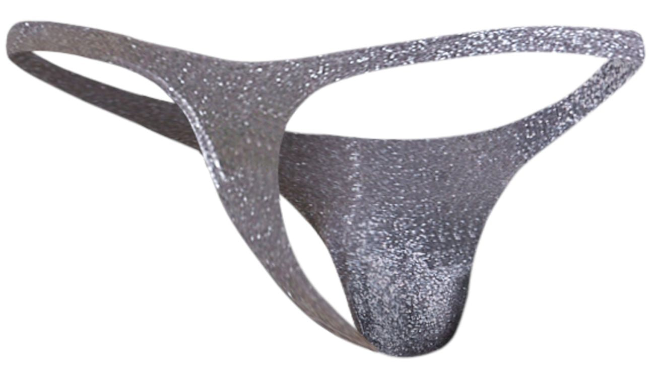 JUSTIN+SIMON XSJ03 Silky Sexy Thongs Lurex Gray Plus Sizes