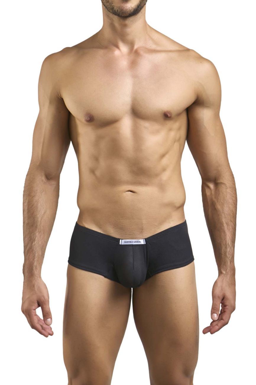 JUSTIN+SIMON XSJ13 Mens Cheeky Bulge Boxer Short Peach Black Plus Sizes