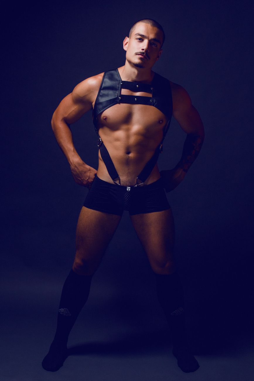 MaleBasics DMBL08 DNGEON Croptop Cockring Harness Black